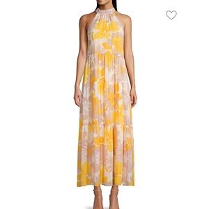 TRINA TURK Sunglasses Tiered Floral Halter Dress